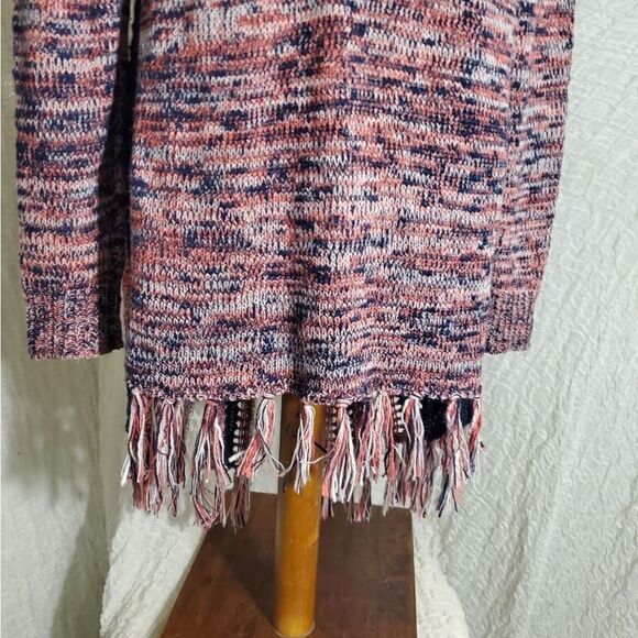 Vanity Open Knit Fringed Sweater Cardigan Size Medium - Picture 10 of 12
